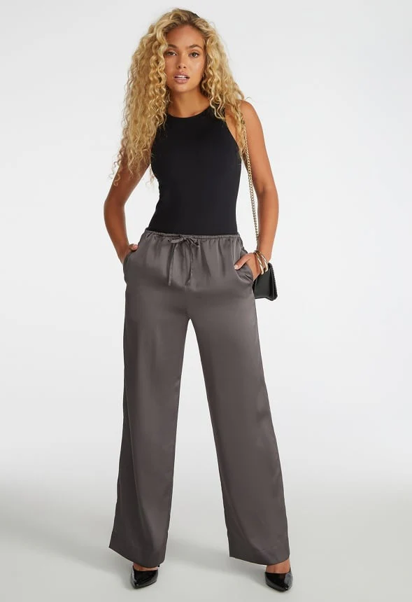 Satin Wide Leg Pants - Image 4