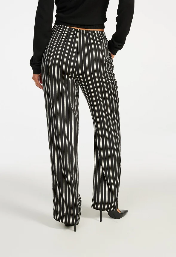 Satin Striped Wide Leg Pants - Image 2