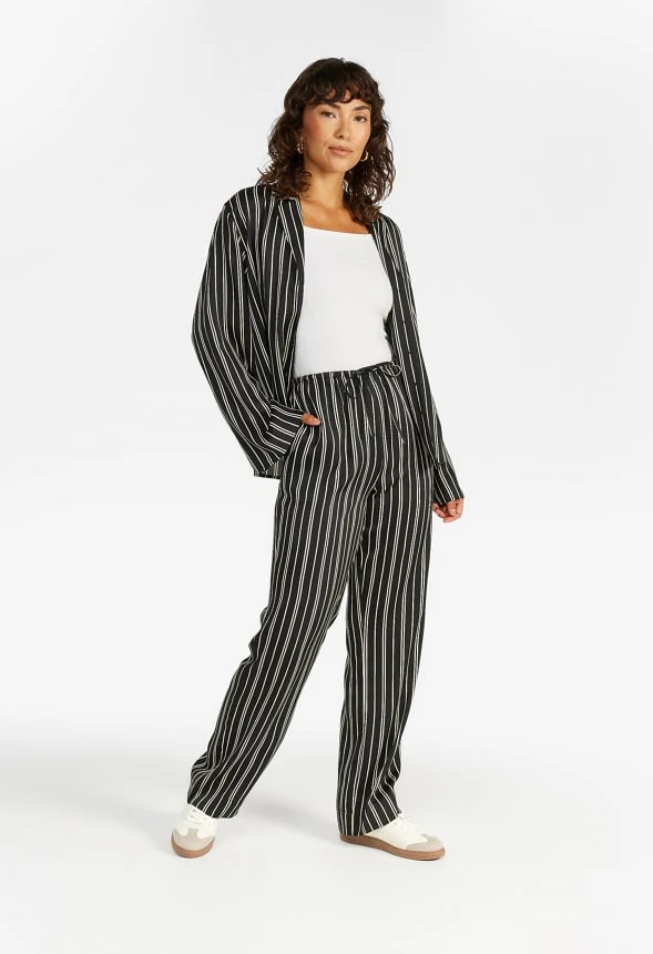 Satin Striped Wide Leg Pants - Image 4