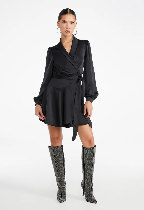 Satin Wrap Mini Dress - Image 6