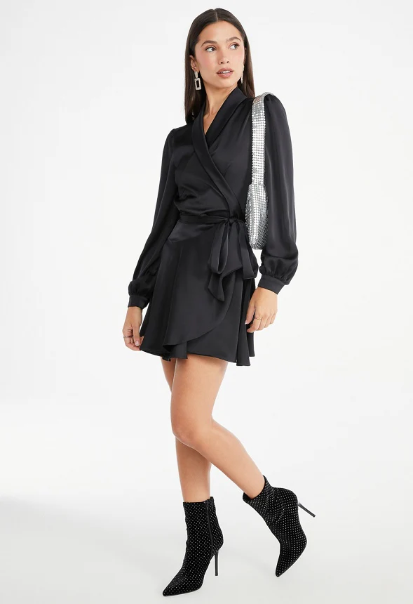 Satin Wrap Mini Dress - Image 8