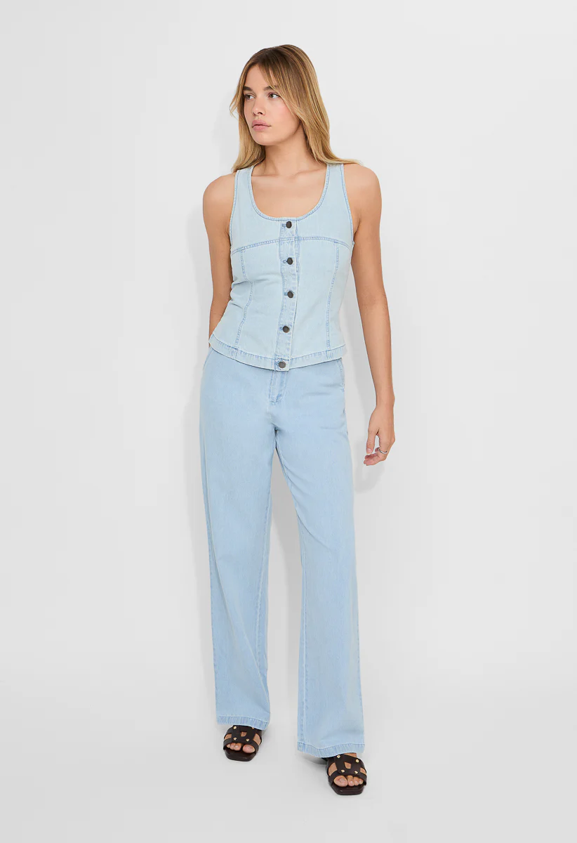 Denim Scoop Neck Vest - Image 2