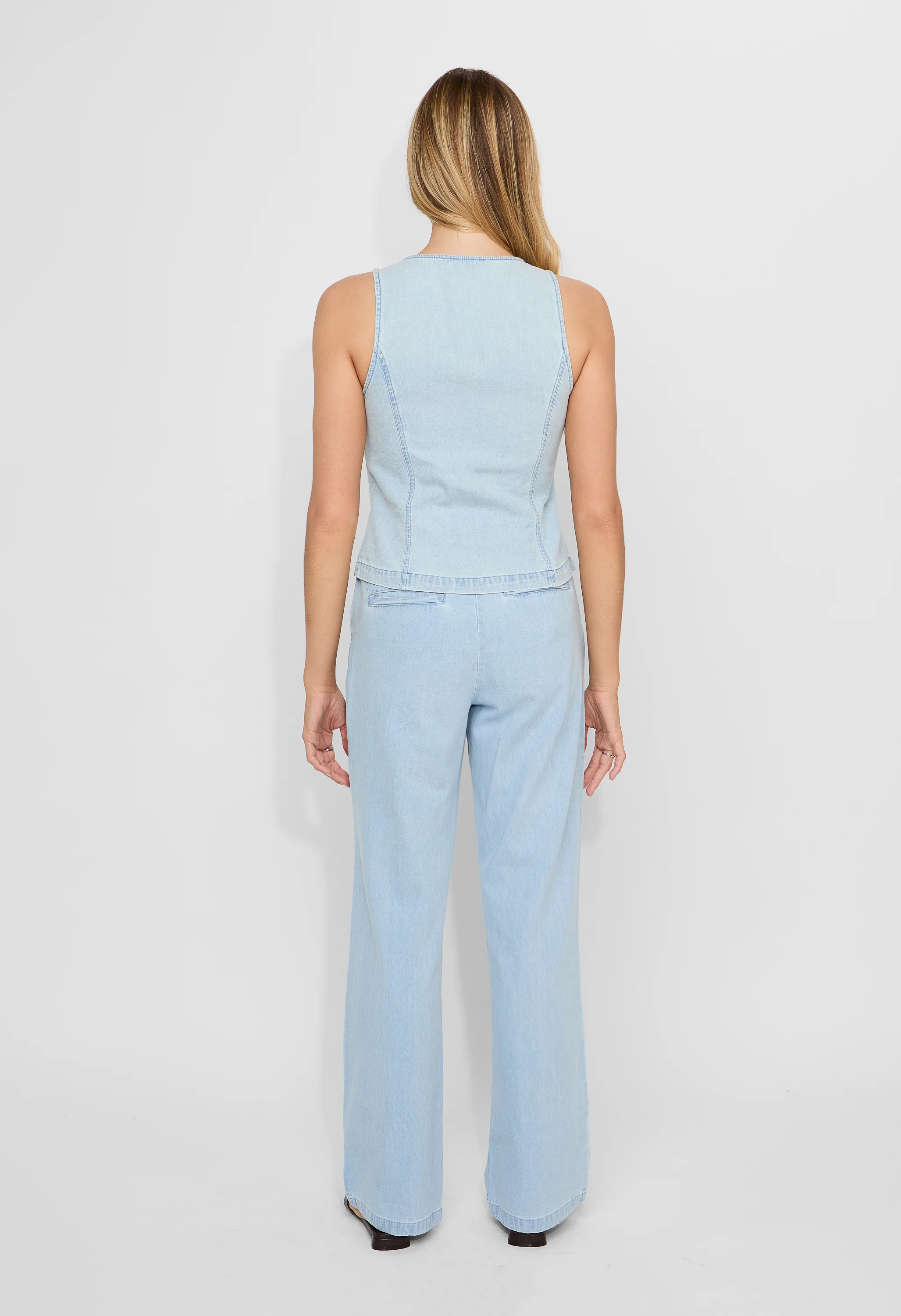 Denim Scoop Neck Vest - Image 3