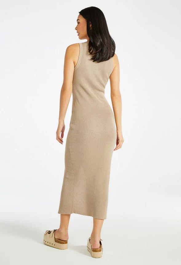 Scoop Neck Midi Slit Dress - Image 2