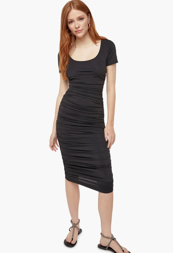Scoop Neck Ruched Tummy Tamer Dress - Image 2