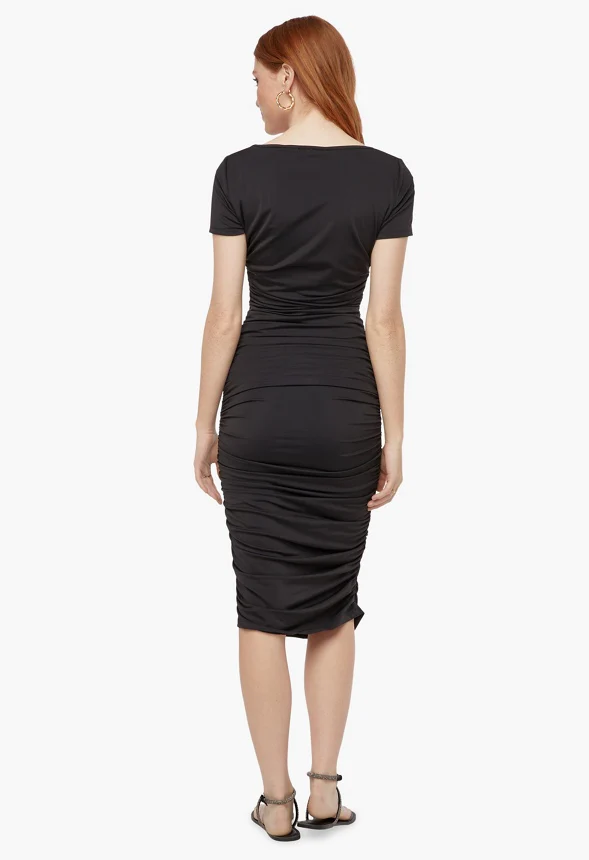 Scoop Neck Ruched Tummy Tamer Dress - Image 3