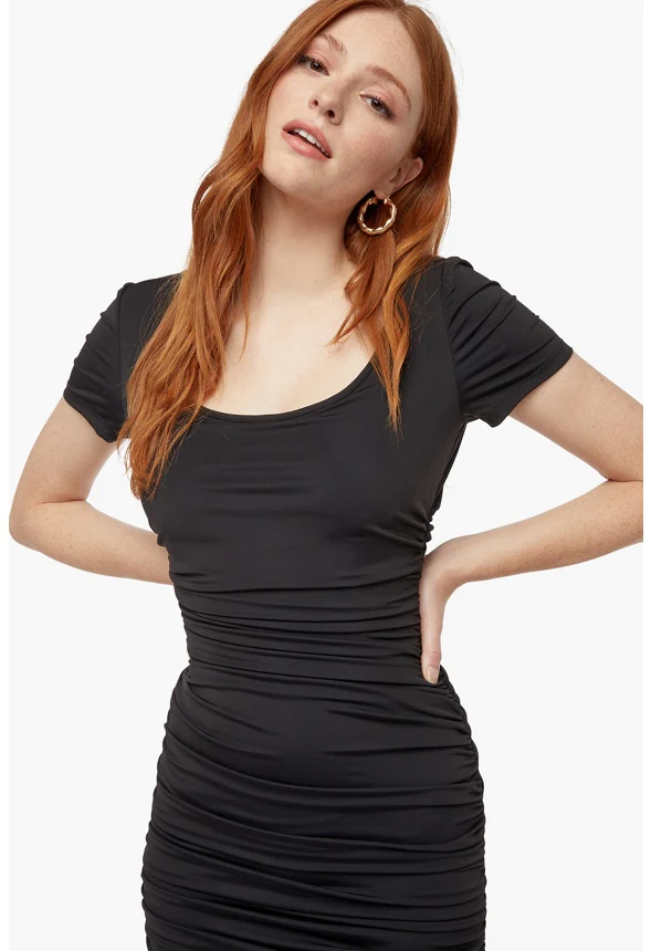 Scoop Neck Ruched Tummy Tamer Dress - Image 4