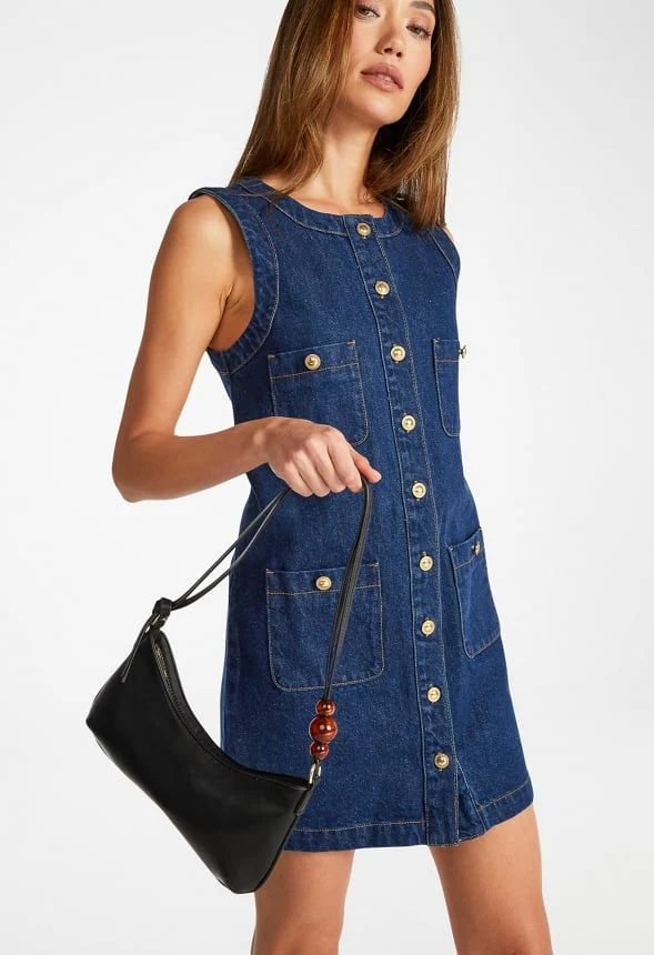 Sculptural Shoulder Bag With Beads - Image 2