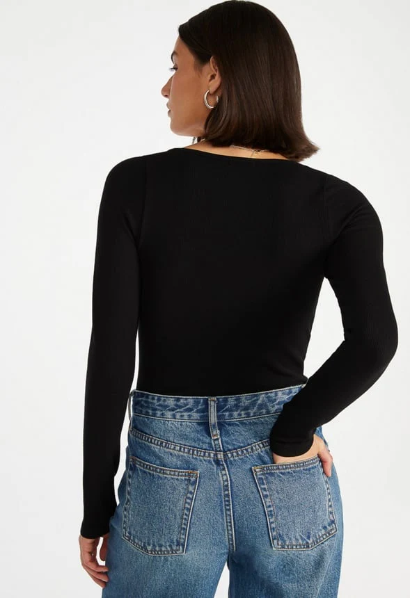 Seamless Long Sleeve Ribbed Bodysuit - Image 3