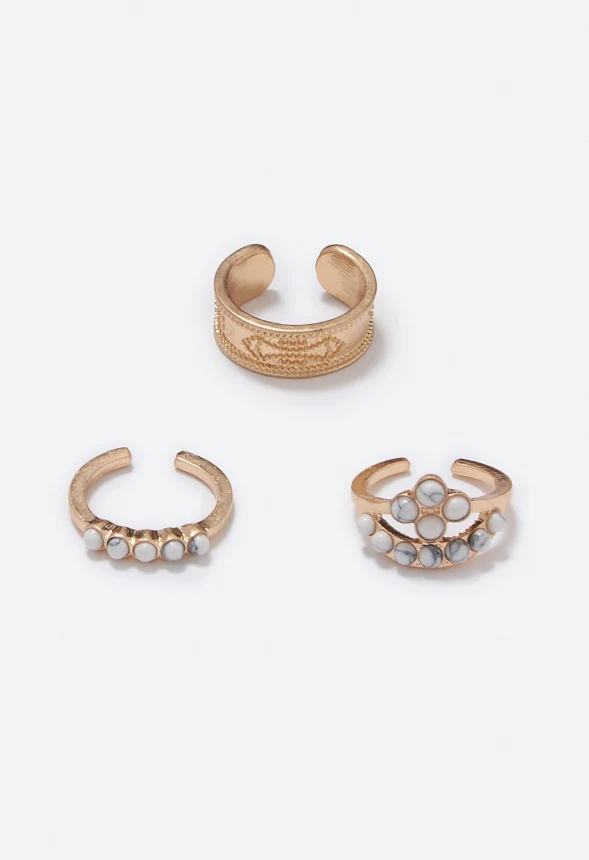 Serena Semi Precious Mixed Band Toe Ring Stack - Image 3