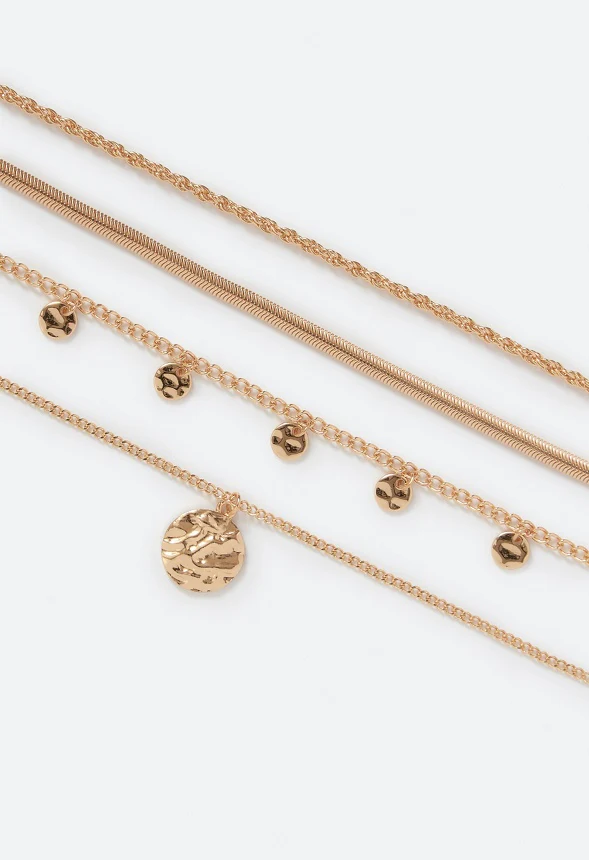 Shay Layered Mix Chain Necklace With Molten Disc Drops - Image 3
