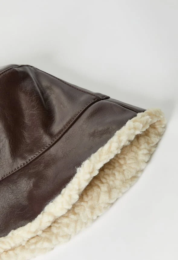Shearling Trim Bucket Hat - Image 4