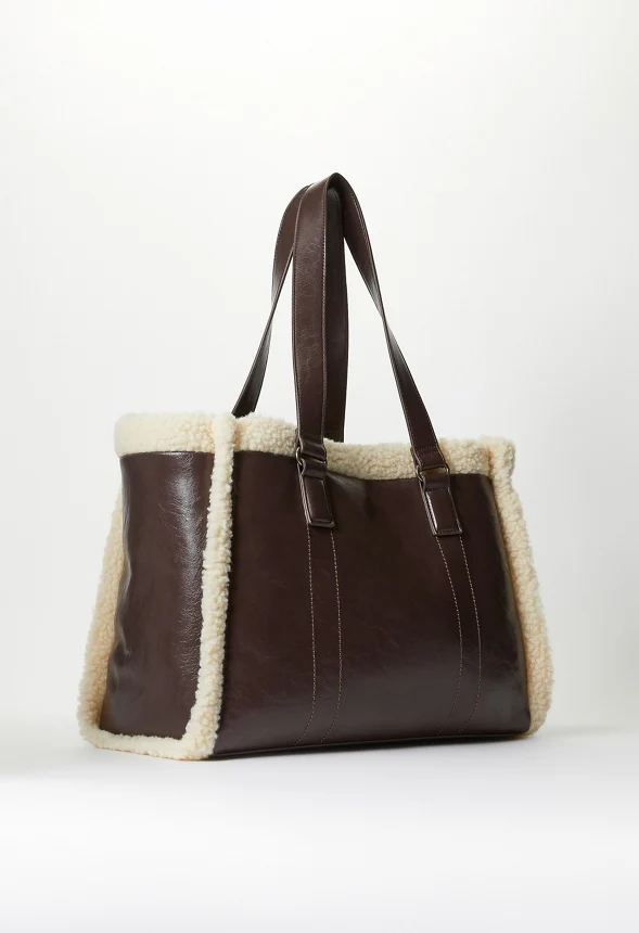 Shearling Trimmed Tote Bag - Image 4