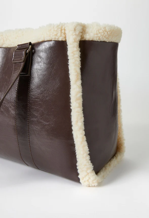 Shearling Trimmed Tote Bag - Image 5