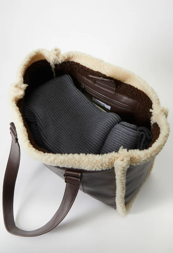 Shearling Trimmed Tote Bag - Image 6