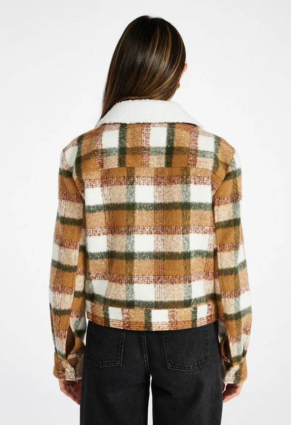 Sherpa Collar Flannel Jacket - Image 3