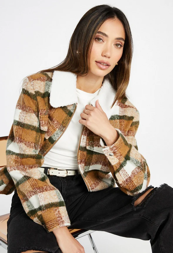 Sherpa Collar Flannel Jacket - Image 4