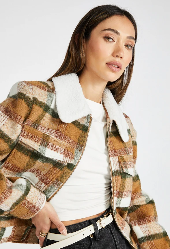 Sherpa Collar Flannel Jacket - Image 5