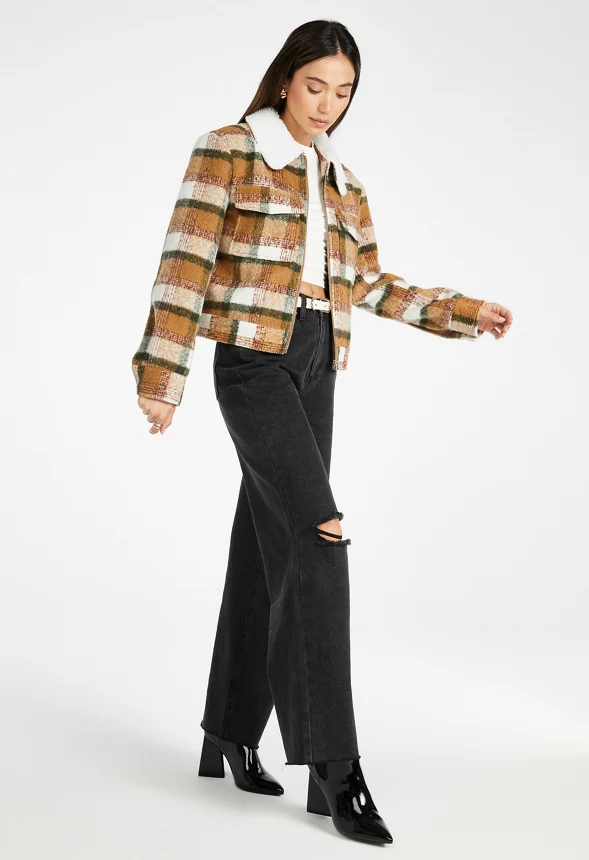 Sherpa Collar Flannel Jacket - Image 6