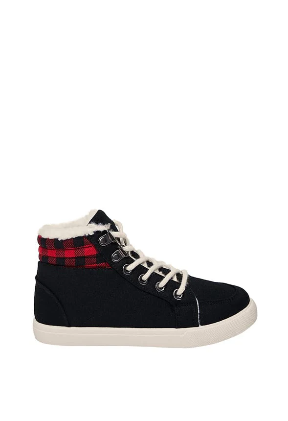 Sherpa Lined Plaid High Top Sneaker - Image 3