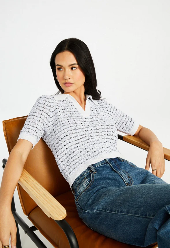 Short Sleeve Polo Sweater - Image 3