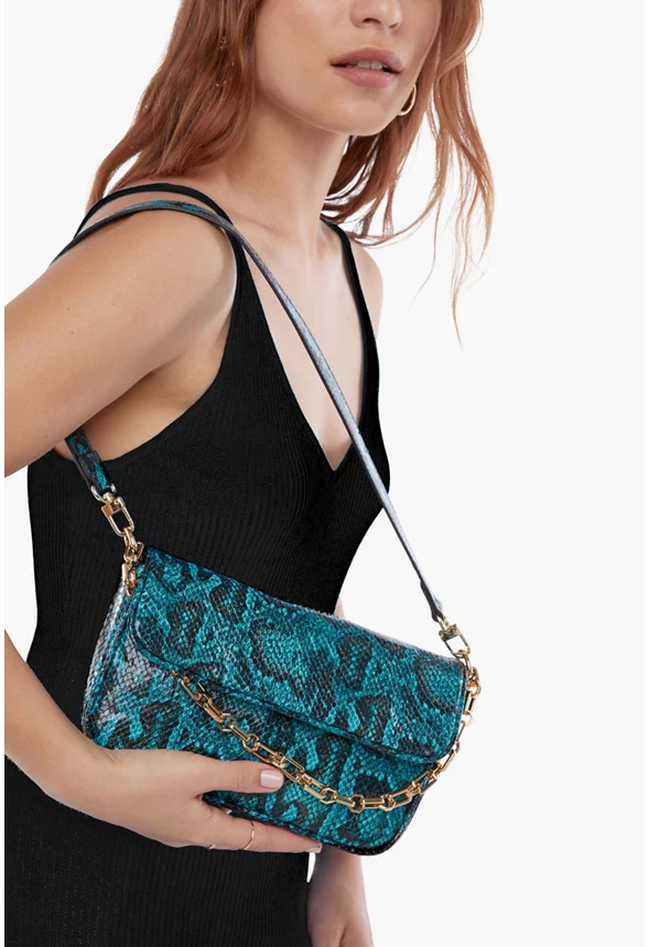 Shoulder Bag with Chain Trim - Image 3