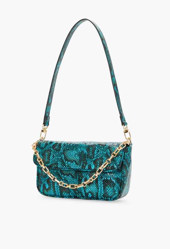 Shoulder Bag with Chain Trim - Image 4