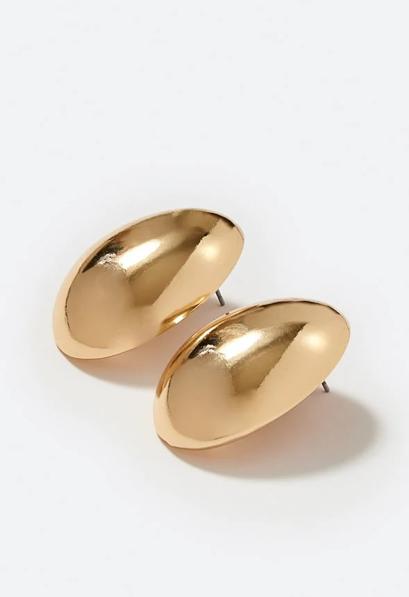 Sia Smooth Large Lightweight Oval Stud Earrings - Image 2
