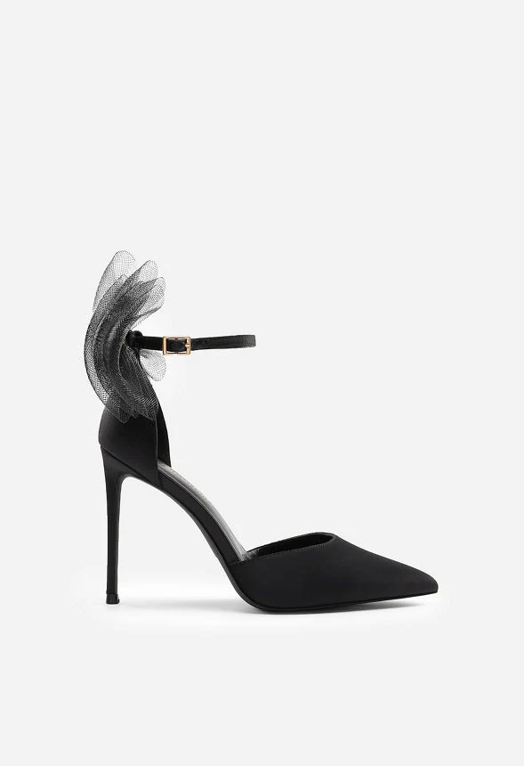 Silky Pointed Toe Bow Stiletto Heel Pump - Image 3