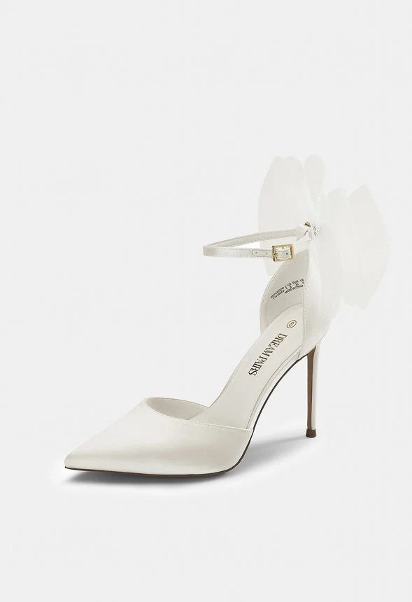 Silky Pointed Toe Bow Stiletto Heel Pump - Image 2