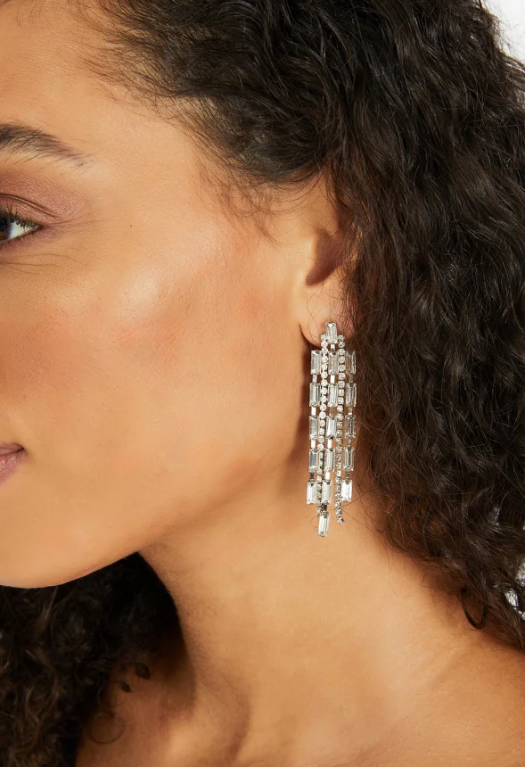 Sky Cubic Zirconia Baguette Drop Earrings