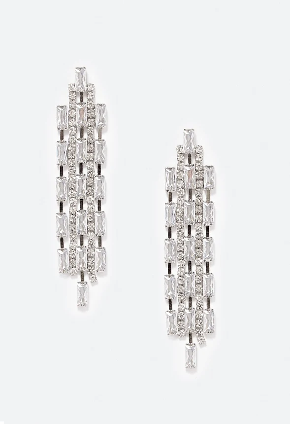 Sky Cubic Zirconia Baguette Drop Earrings - Image 2