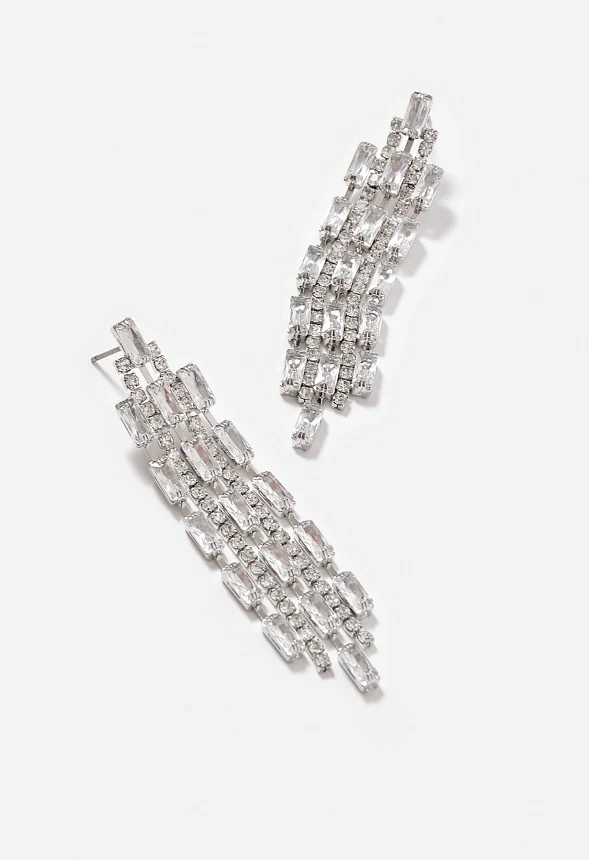 Sky Cubic Zirconia Baguette Drop Earrings - Image 3