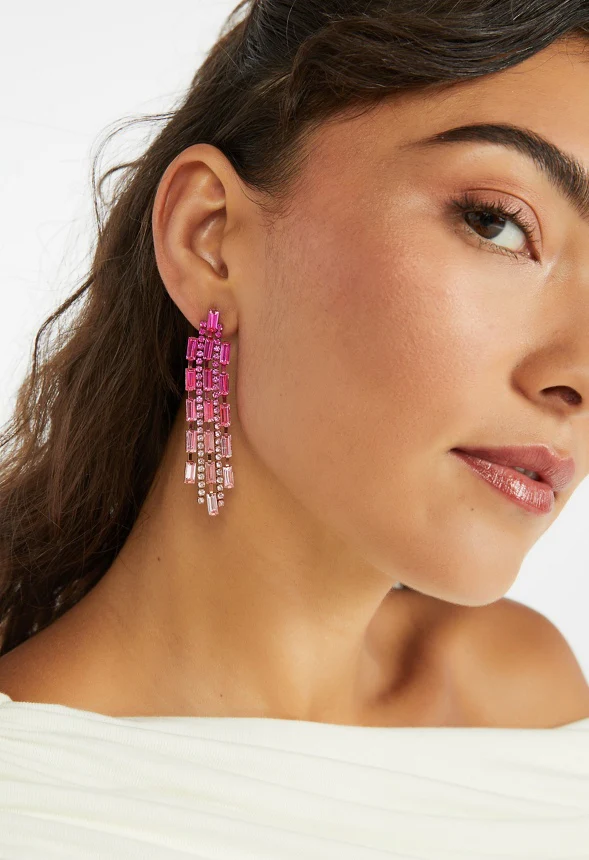 Sky Cubic Zirconia Baguette Drop Earrings - Image 2