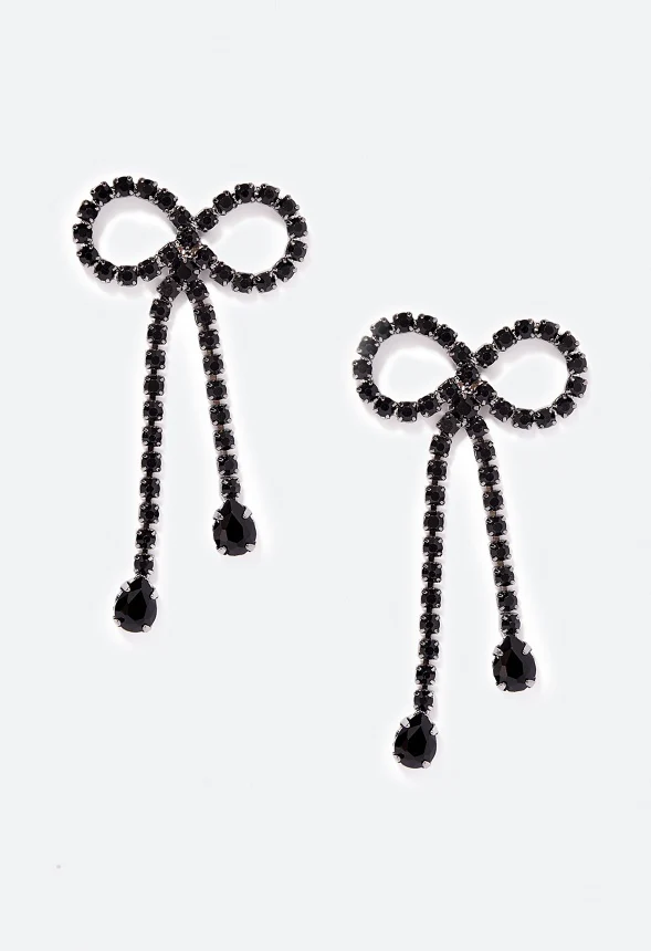 Skye Glass Stones & Teardrop Bow Stud Earrings - Image 2