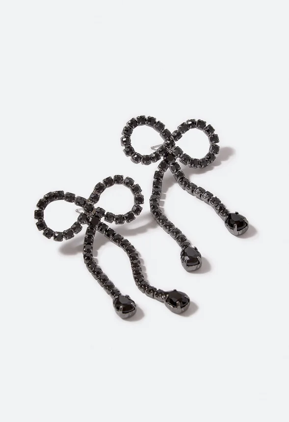 Skye Glass Stones & Teardrop Bow Stud Earrings - Image 3