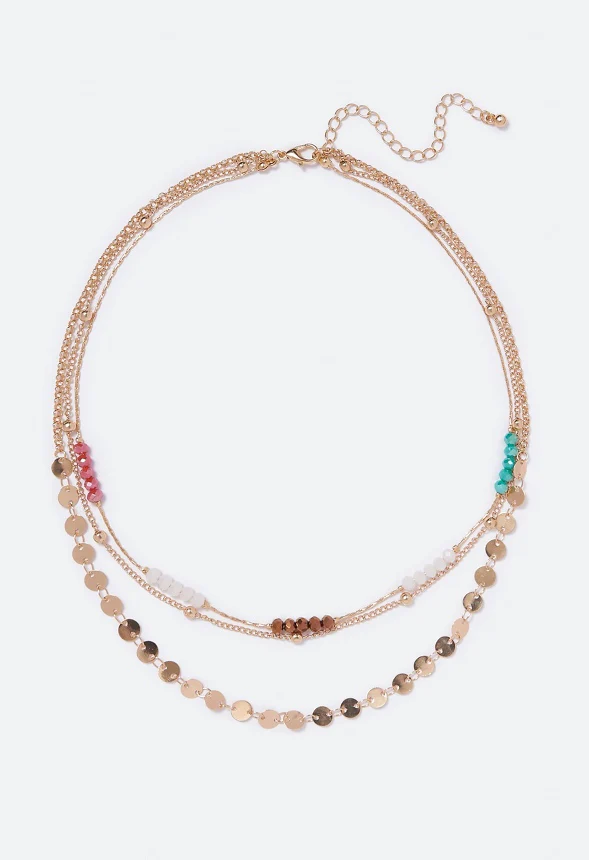 Skyla Beads and Chain Layered Necklace - Image 2