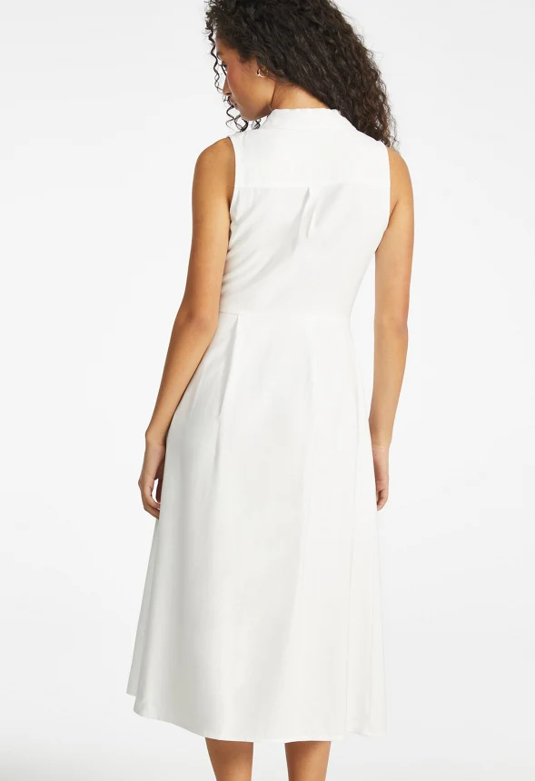 Sleeveless Button Down Midi Dress - Image 2