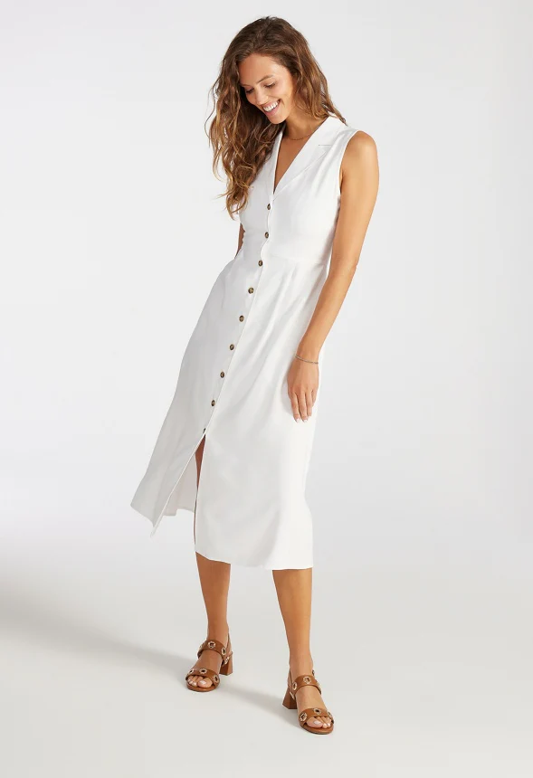 Sleeveless Button Down Midi Dress - Image 4
