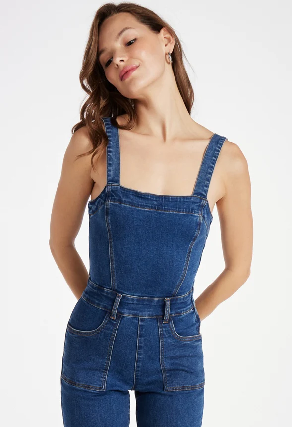 Sleeveless Denim Jumpsuit - Image 3