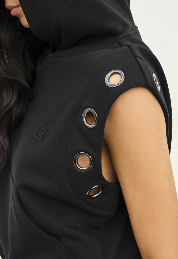 Sleeveless Fitted Grommet Hoodie - Image 4
