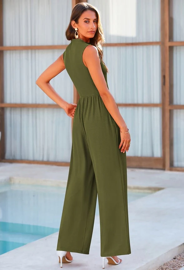 Sleeveless Mock Neck Wide Leg Jumpsuit - Image 2