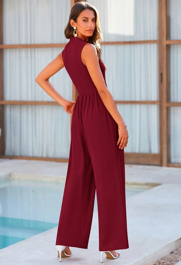 Sleeveless Mock Neck Wide Leg Jumpsuit - Image 2