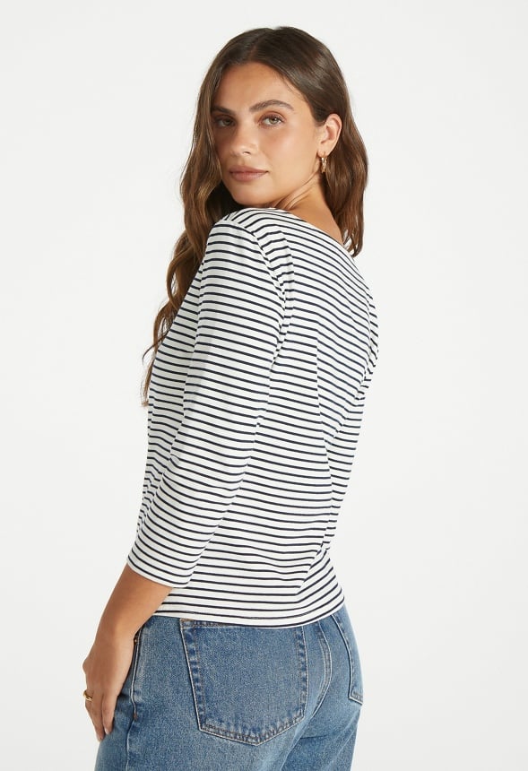 Slim Long Sleeve Boat Neck Tee - Image 2