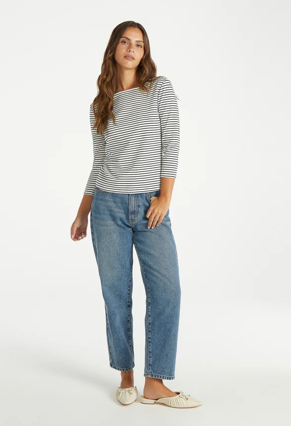 Slim Long Sleeve Boat Neck Tee - Image 4