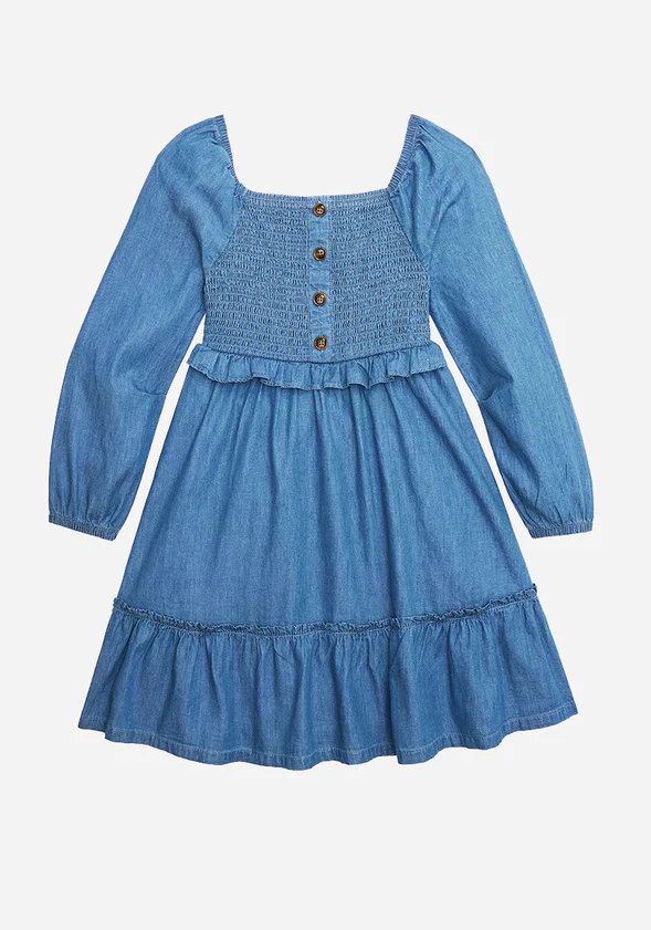 Ruffle Smocked Chambray Dress - Image 3