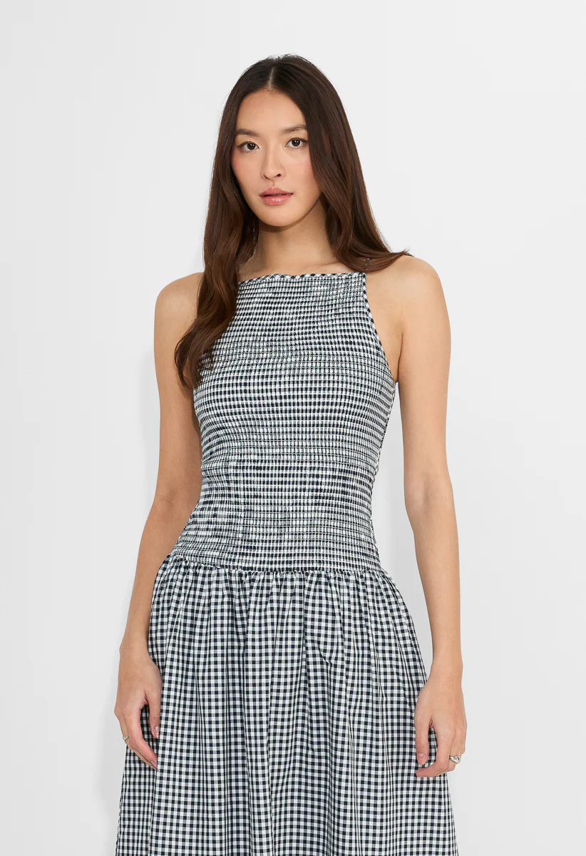 Smocked Gingham Maxi Dress - Image 3