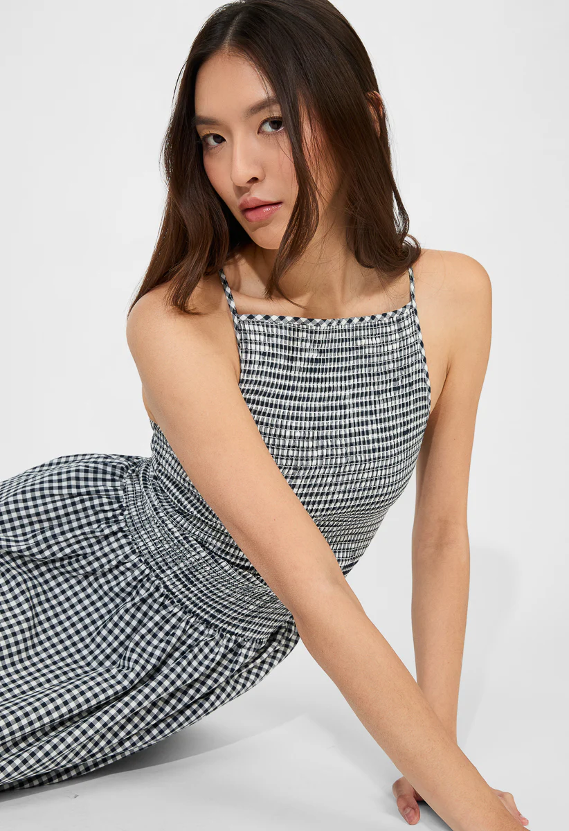 Smocked Gingham Maxi Dress - Image 4