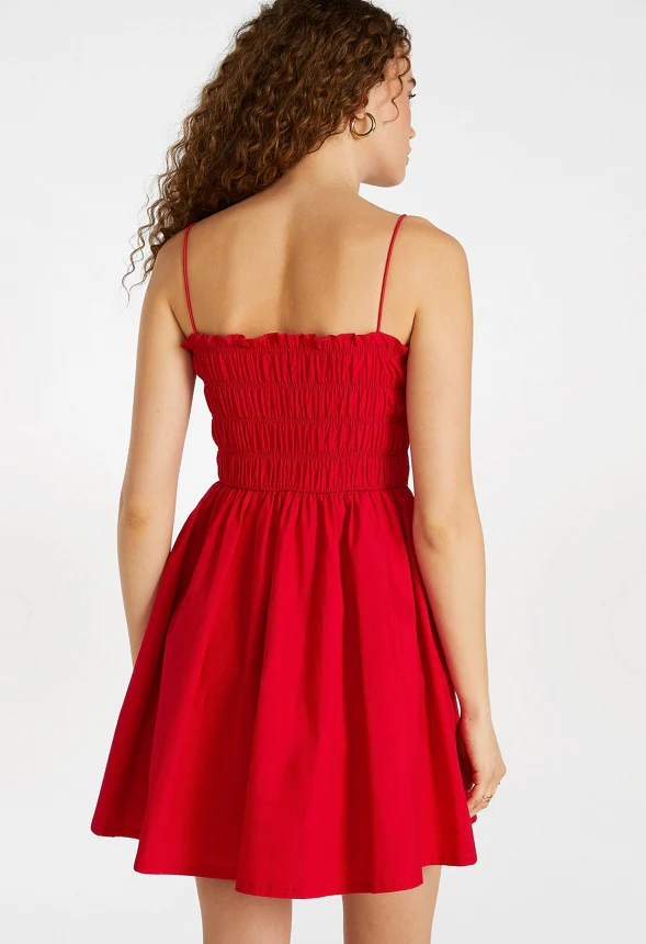 Smocked Mini A-Line Dress - Image 2