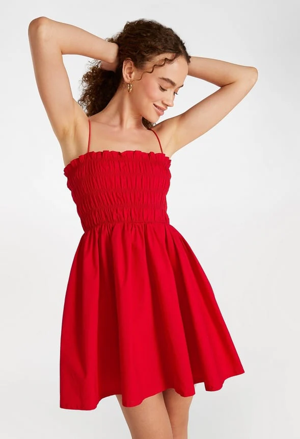 Smocked Mini A-Line Dress - Image 3